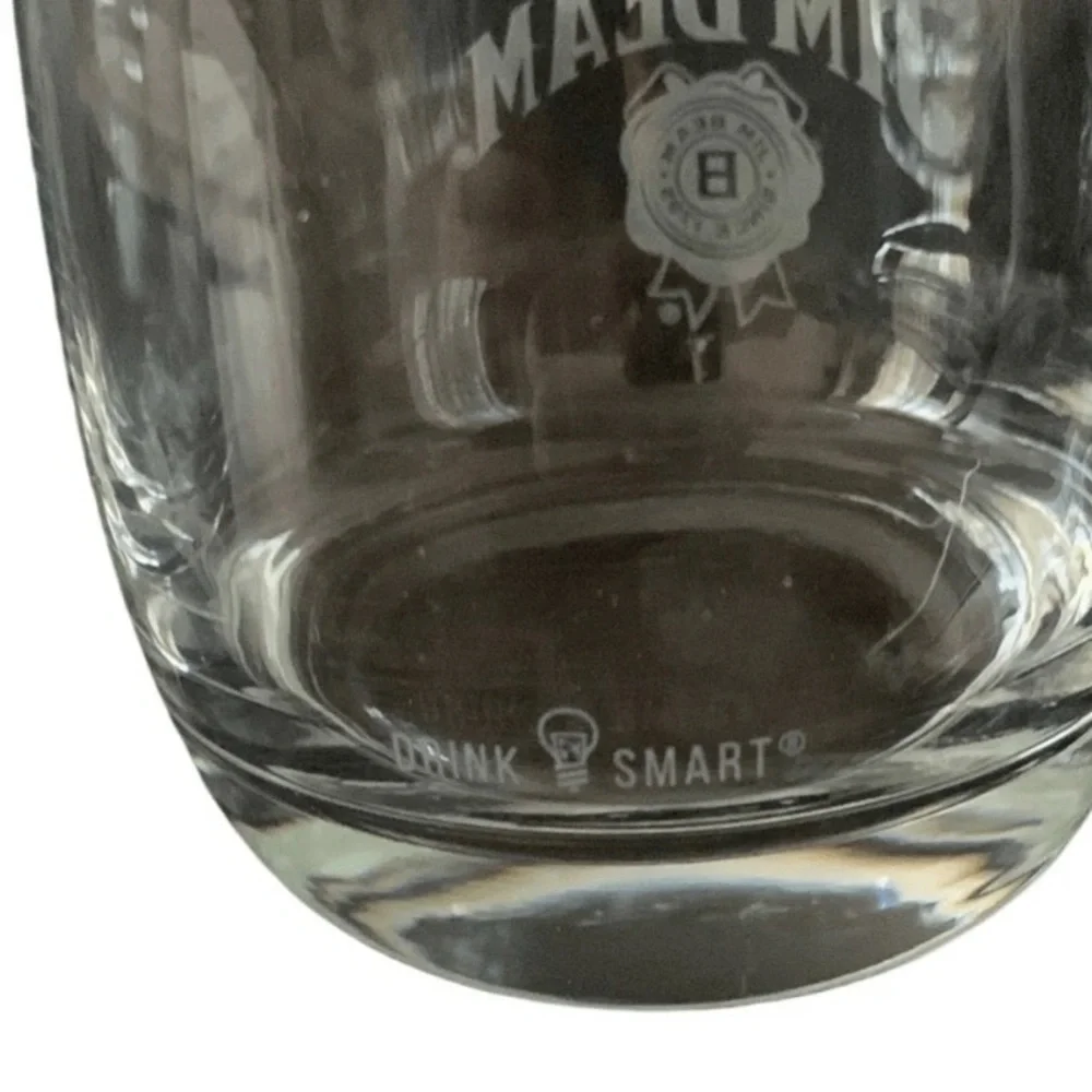 Vintage Jim Beam Whiskey Bourbon Glasses Etched Logo Rocks Glasses Lot Of 2